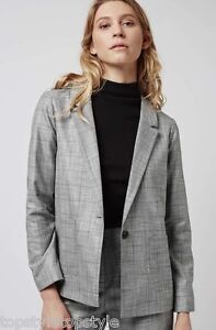 TOPSHOP GREY SHADOW OF CHECKED SUIT BLAZER/JACKET SZS  10 AND 14 ONLY