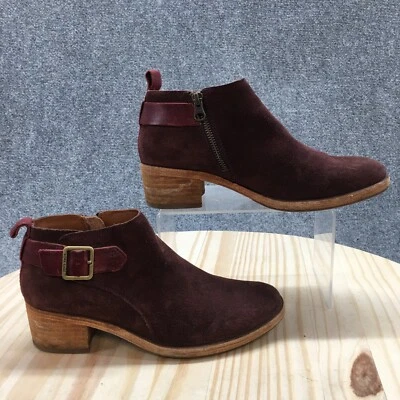 Botas femininas Kork Ease 7M Mesa salto com zíper lateral tornozelo K54247 camurça borgonha - Imagem 1 de 4
