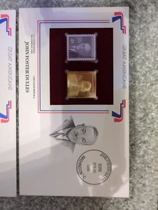 Stamps-John Foster Dulles 1960 Stamp And 22k Gold Replica - Picture 1 of 3