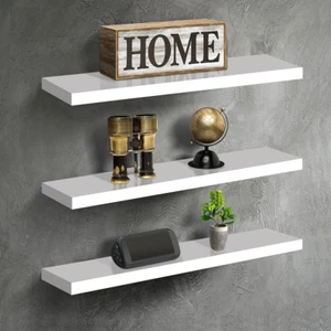 Estante flotante de pared de madera de 3 piezas, estantes organizadores de almacenamiento de moda para la vida en el hogar - Imagen 1 de 12