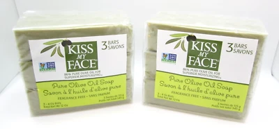 Lote de 2 (6 barras) descontinuar novo sabonete de azeite sem fragrância Kiss My Face - Imagem 1 de 4