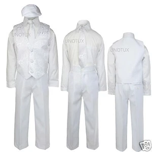 5pc White Boy Baby Infant Toddler Baptism Christening Vest Suit Outfits S-7 - Picture 1 of 5