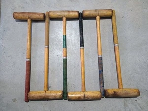 Vintage South Bend Wooden 25" Croquet Mallets Set Of 6 - Picture 1 of 6