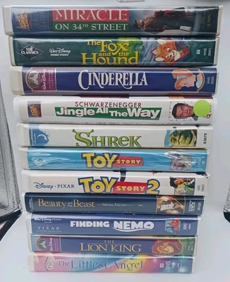 Vtg Disney VHS Tapes Shrek Toy Story Beauty & Beast Finding Nemo Fox & Hound Lot - Image 1 of 4