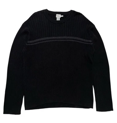 Suéter Vintage Calvin Klein Algodón Acanalado Cuello Redondo Pullover Negro Años 90 Para Hombres XL Foto 1 de 4
