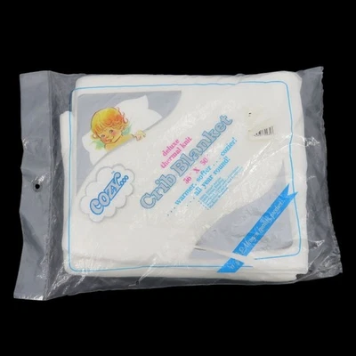 Manta de cuna tejida térmica Baby Morgan Deluxe blanca lisa 1984 NUEVA paquete abierto de colección Foto 1 de 4