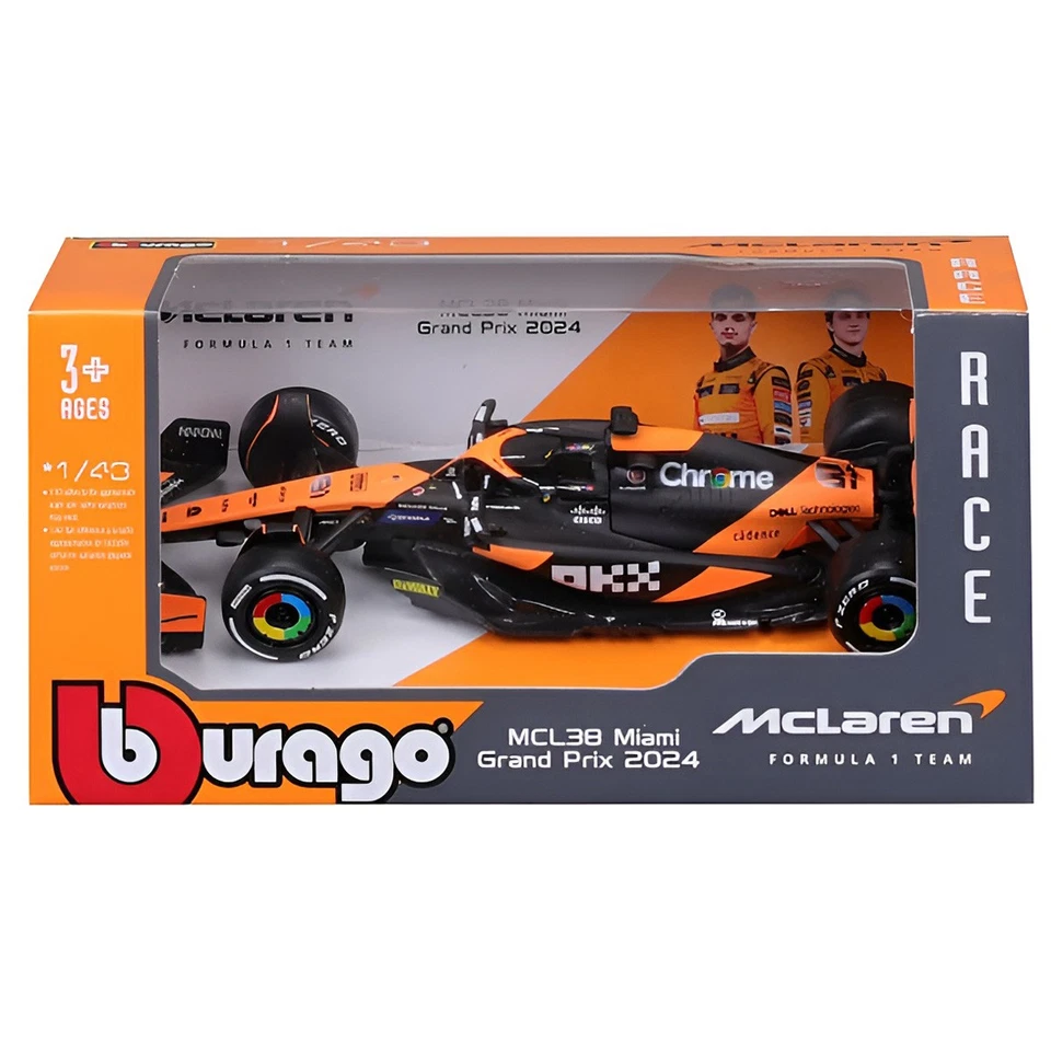 Bburago F1 Formula 1:43 Scale F1 Mclaren MCL38 2024 Piastri 12Pc Dispenser Toy - Image 1 of 4