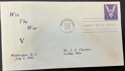 905 Win the War FDC 1942 Cachet por Chambers, cubierta muy escasa. Foto 1 de 4