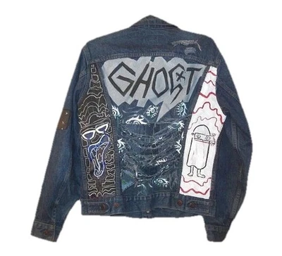 90s Vtg Levis Jacket Mens Size S Jean Denim Trucker Ghost Y2K Grunge USA Made - Image 1 of 4