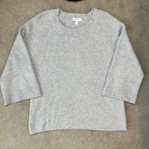 Suéter cuello redondo White Company Label para mujer 10 gris lana de alpaca silencioso lujo - Imagen 1 de 7