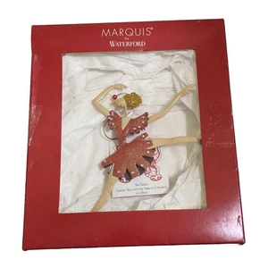 Marquis Waterford Ice Skater Skating Ornament Pink Dress Metal Double Sided - Picture 1 of 9