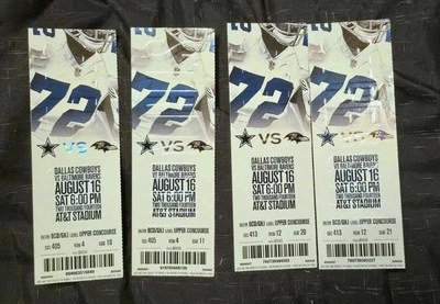 4 x Dallas Cowboys vs Ravens 2014 game tickets Travis Fredrick RARE LOT Football - Image 1 of 2