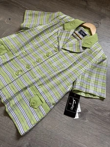 Sweet suit Green Plaid Kids Shirt- Size L - Picture 1 of 13