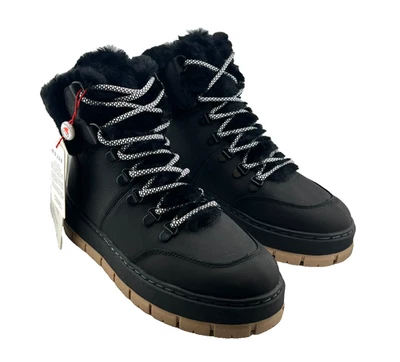 NIB Pajar Chalet Women's US 8 Lace Up Winter Boot Waterproof Faux Fur Black Snow - Image 1 of 4