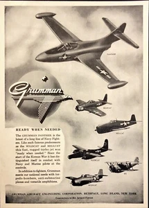 Grumman Panther Korean War Fighter Bethpage Long Island NY Vintage Print Ad 1952 - Imagen 1 de 6