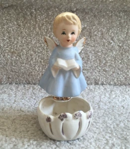 Older Japan Holy Water Font Girl Child Angel Holding Book FREE SHIPPING - Picture 1 of 9