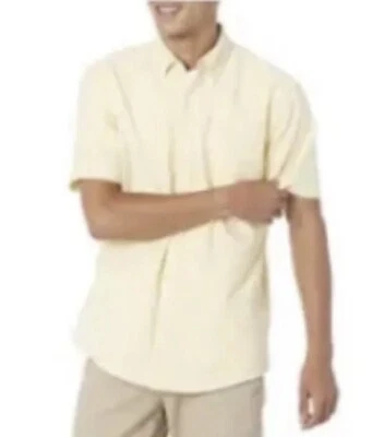 Men's Regular-Fit Short-Sleeve Pocket Oxford Yellow Shirt Large  #14 - Image 1 of 4