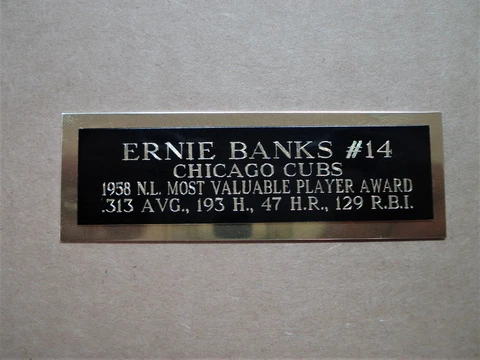 Ernie Banks Cubs 1958 NL MVP Award Baseball Card Plaque Nameplate 1" X 3" Cover