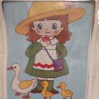 Tokyo Bunka Japanese Punch Embroidery Kit Rayon Vintage Japan Girl Ducks 1 No708