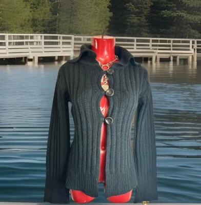 CI SONO WOMENS 3 BUTTON CARDIGAN THICK RIBBED SWEATER SIZE M MEDIUM - Image 1 of 4