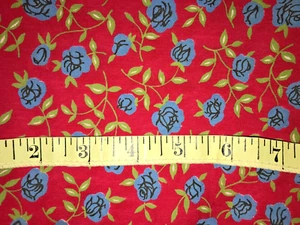 Vtg 50s Curtain Fabric Panel Closet PolyCotton Red Blue Roses Black 72 x 36" - Picture 1 of 3
