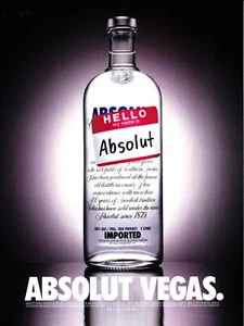 ABSOLUT VEGAS VODKA  AD 1998 VERY RARE OUT OF PRINT  - Picture 1 of 2