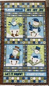 Jingle Bell Snowmen Panel by Stella Jean for Wilmington Cotton by the Half Yard - Picture 1 of 1