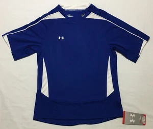 Under Armour Girls HeatGear Youth Medium Soccer Shirt Blue & White S/S NWT - Picture 1 of 10