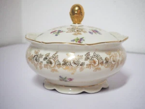 Lata - Lata con tapa - Caramelos - Decoración de rosas - Borde dorado - Imagen 1 de 5