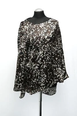 Minx Damen Bluse Schlupfbluse 48 braun gemustert leicht Rundhals 3/4-Ärmel Seide - Bild 1 von 4
