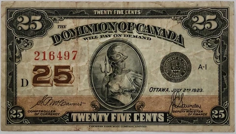1923 25 TWENTY FIVE CENTS DOMINION OF CANADA Cover