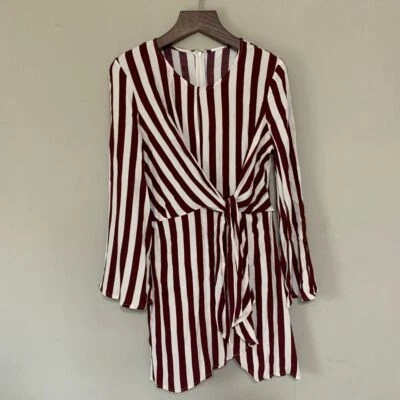 Vestido By Together Negro Cereza Crema Rayas Imitación Envolvente Talla Grande NUEVO CON ETIQUETAS LEER Foto 1 de 4