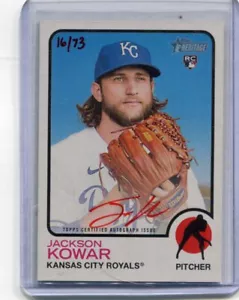 2022 Topps Heritage - JACKSON KOWAR - Real One Red Ink Autograph - ROYALS #d/73 - Picture 1 of 2