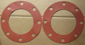2 Pack! Red Rubber 11.0 x 6.62 x 1/16 inch 9.5 Bolt Circle, .88 holes - Imagen 1 de 2