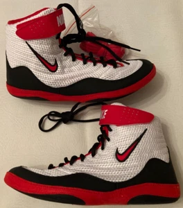 Mens 8 Nike Inflict 3 White Black Red Wrestling Shoes Boxing 325256-160 NEW - Picture 1 of 10