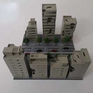 Diorama 1/300 War-damaged City Railroad Residence Ruin Scene Building Model Toy - Picture 1 of 19