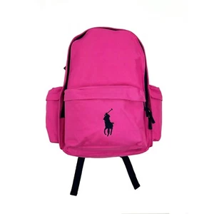 Polo Ralph Lauren Big Pony Nylon Mochila Bolso de Mano - Rosa con Poni Azul Marino - Unisex - Imagen 1 de 4