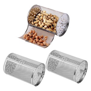 2PC Stainless Steel Rotisserie Grill Cage Roaster Drum Oven Basket Peanuts