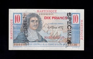 F.C. MARTINICA MARTINIQUE , SPECIMEN ,10 FRANCOS 1947/49 , S/C ( UNC ) , P.28 . - Imagen 1 de 2
