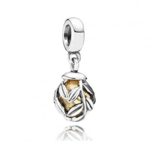 Genuine Pandora Charm Bead "Laurel Leaves with Golden CZ" - 791407CCZ - retired - Picture 1 of 1