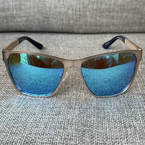 Guess GU7403 29X Unisex Sunglasses Matte Rose Gold Blue Mirror Rectangle - Picture 1 of 10