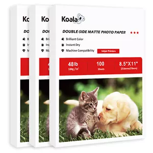 300 Koala Double Sided Matte Photo Paper 8.5x11 48lb 10Mil Inkjet Printer Epson - Picture 1 of 9