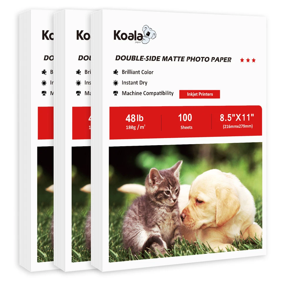 300 Koala Double Sided Matte Photo Paper 8.5x11 48lb 10Mil Inkjet Printer Epson - Image 1 of 4