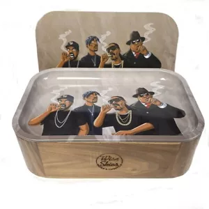 Rappers Medium Nussbaum Tablett Rollbox Set Vorratsbox Rollpapier Aufbewahrung Rap - Bild 1 von 3
