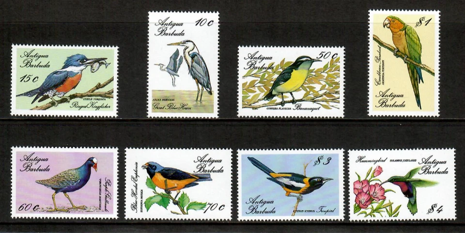 Antigua 1988 - Aves tropicales - Juego de 8 estampillas - Scott #1073-80 - MNH Foto 1 de 1