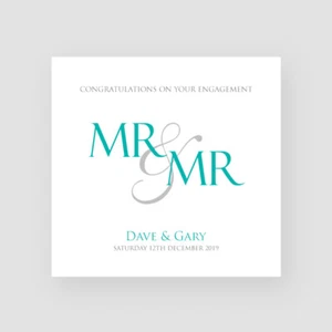 Personalised Engagement Card Mr & Mr Gay Congratulations Handmade Same Sex LGBT - Picture 1 of 3