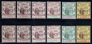 Mauritius Coat of Arms, 12 stamps, 1900–1913, Mint, Arms Type - Picture 1 of 2