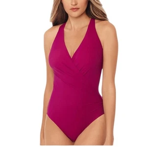 Costume da bagno Miraclesuit pezzo unico venduto rosa 16 nuovo con etichette controllo pancia - Foto 1 di 14