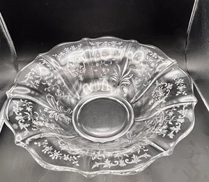 Vintage Fostoria Glass Navarre Clear Etched Flared Bowl 11" Baroque Shape - Picture 1 of 5