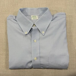 Brooks Brothers Solid Blue Milano OCBD Oxford Button Shirt Mens 16 1/2 35 - Picture 1 of 9